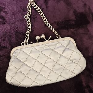 Candie's Silver Quilted Wristlet with Chain